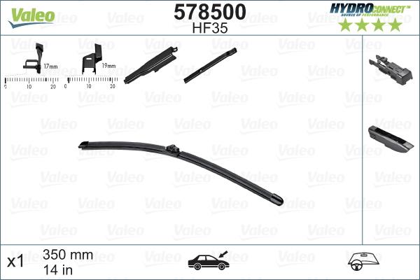 Valeo HydroConnect ablaktörlő  14"/350mm (HF35)