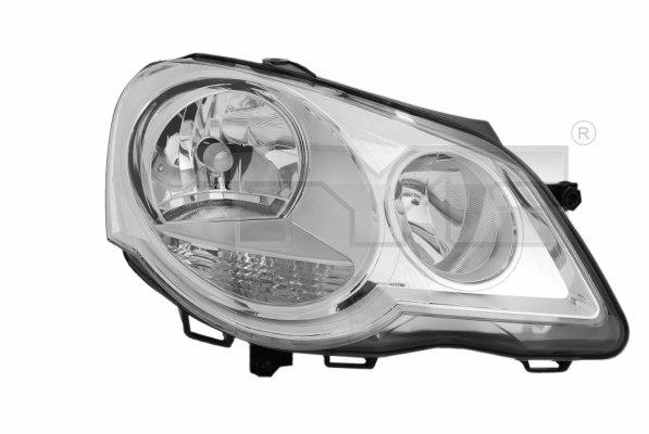 VW POL 02 - права фара H7/H1 з поворот., автом., + коригування, хром рамка, 5/05-