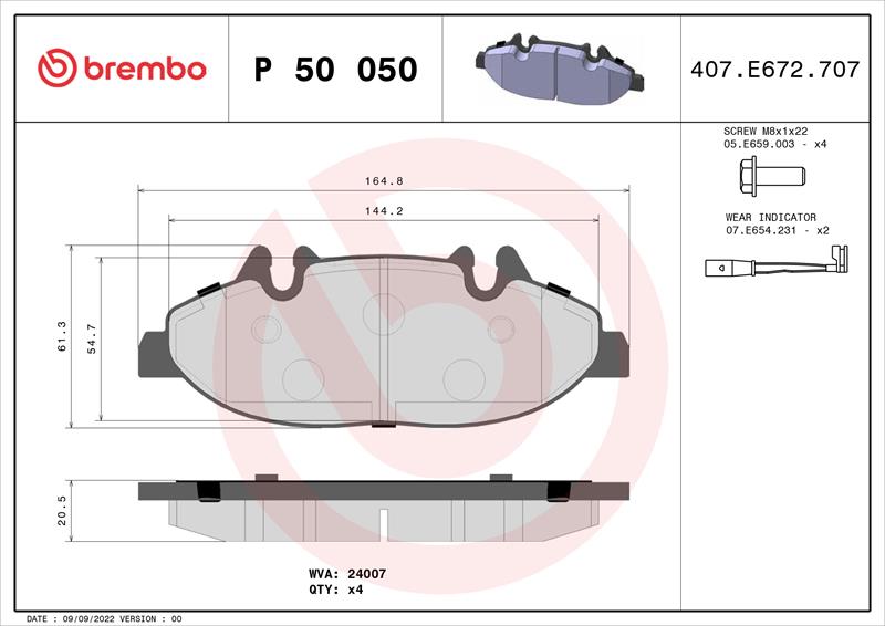 Brzdové destičky Brembo - BRE P50 050 | E-shop LKQ CZ s.r.o.