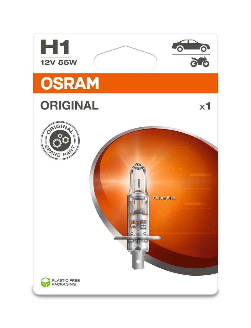 Автомобiльна лампа OSRAM / H1 / 12V / 55W / P14,5s / 1шт. /
