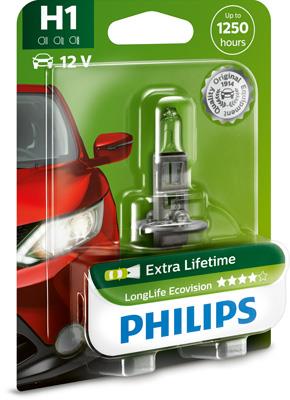 Автомобільна лампа: 12 [В] H1 LongLife EcoVision 55W цоколь P14,5s