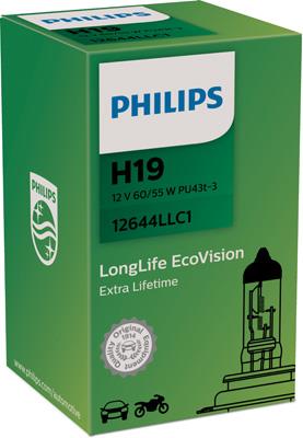 Авто лампа PHILIPS / 1 шт. / 12V / 55/60W / тип: H19 / цоколь: PU43t-3 / 1200/1750 lm /