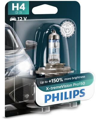 Авто лампа PHILIPS / 1 шт. / 12V / 55/60W / тип: H4 / цоколь: P43t-38 / 3600K / 1000/1650 lm /