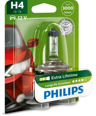 Автомобільна лампа: 12 [В] H4 LongLife EcoVision 60/55W цоколь P43t-38