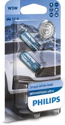 Авто лампа PHILIPS / 2 шт. / 12V / 5W / тип: W5W / цоколь: W2.1x9.5d / 3300K / 50 lm /
