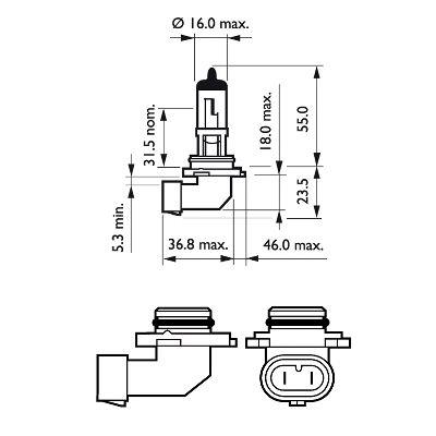 Авто лампа PHILIPS / 1 шт. / 12V / 51W / тип: HB4 / цоколь: P22d / 3450K / 1095 lm /