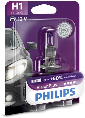 Автомобiльна лампа: 12 [В] H1 VisionPlus 55W цоколь P14,5s Blister +60% світла