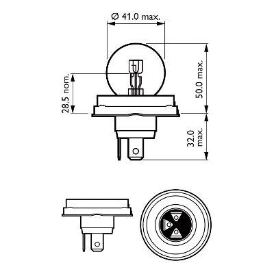 Автомобільна лампа: 12 [В] R2 Vision 45/40W цоколь P45T-41 Blister