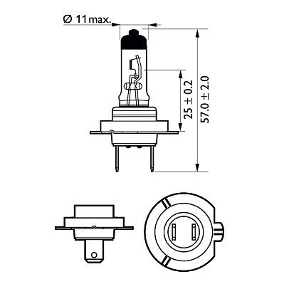 Авто лампа PHILIPS / 2 шт. / 12V 55W / тип: H7 / цоколь: PX26d / 3500K / 1500 lm /