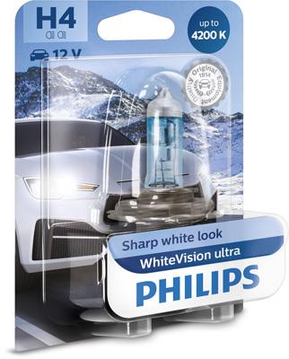 Автомобільна лампа: 12 [В] H4 WhiteVision ultra +60% (4200K), 60/55W, P43t-38