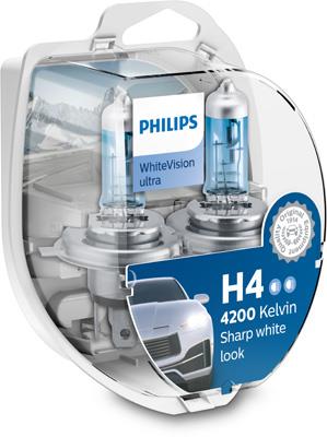 Автомобільна лампа: 12 [В] H4 WhiteVision ultra +60% (4200K), 60/55W, P43t-38