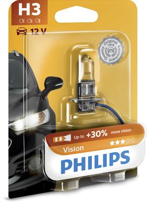 Автомобільна лампа: 12 [В] H3 Vision 55W цоколь PK22s +30% світла Blister