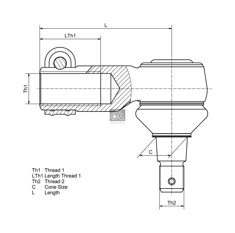 Наконечник рульової тяги, M26*1.5 R/M24*1.5