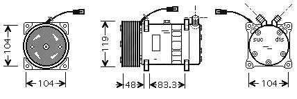 Klímakompresszor . Universal SD5H14- 6652