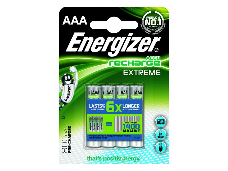 Energizer Extreme újratölthető akkumulátor AAA 800 mAh 4 db