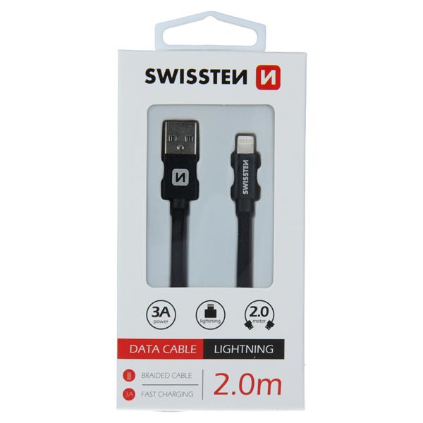 USB 2.0 Lightning kábel 2m fekete (SWISSTEN)