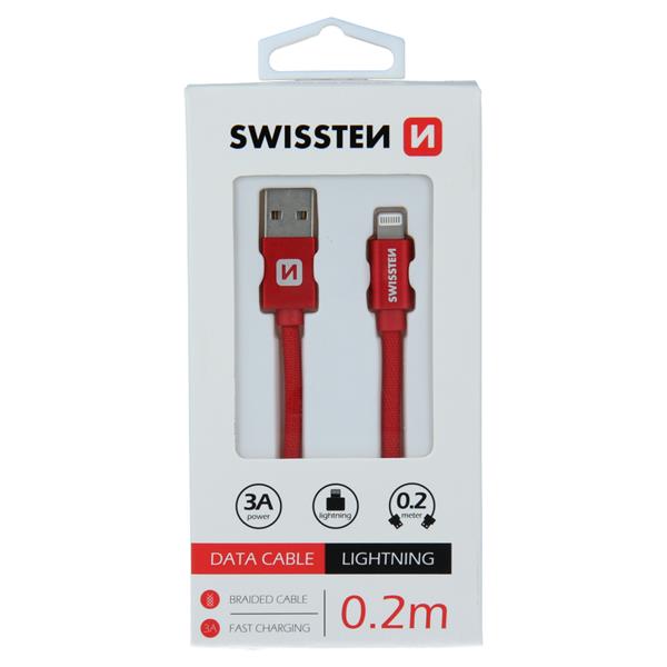 USB 2.0 Lightning kábel 0.2m piros (SWISSTEN)