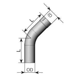 Kipufogó alkatrész PIPE BENDING 45'/? 63,5 (OD/ID) UNIVERSAL