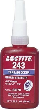 Loctite 243, 5 ml, Közepes szilárdságú, olajtűrő, magas hőállóságú menetrögzítő ;Br. kisker egységár: 562 610 Ft/l