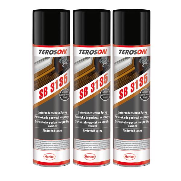 TEROSON SB 3135 BK Alvázvédő spray, gumi-gyanta töltésű, fekete 3 x 400ml