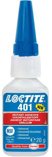 Loctite 401, 20 g, Általános felhasználású pillanatragasztó ;Br. kisker egységár: 475 234 Ft/kg