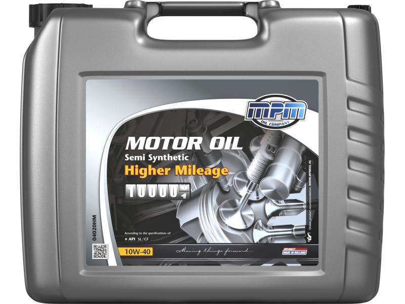 MPM Motorolaj 10W-40 Semi synt. Higher Mileage 20 liter ;Br. kisker egységár: 2 485 Ft/l