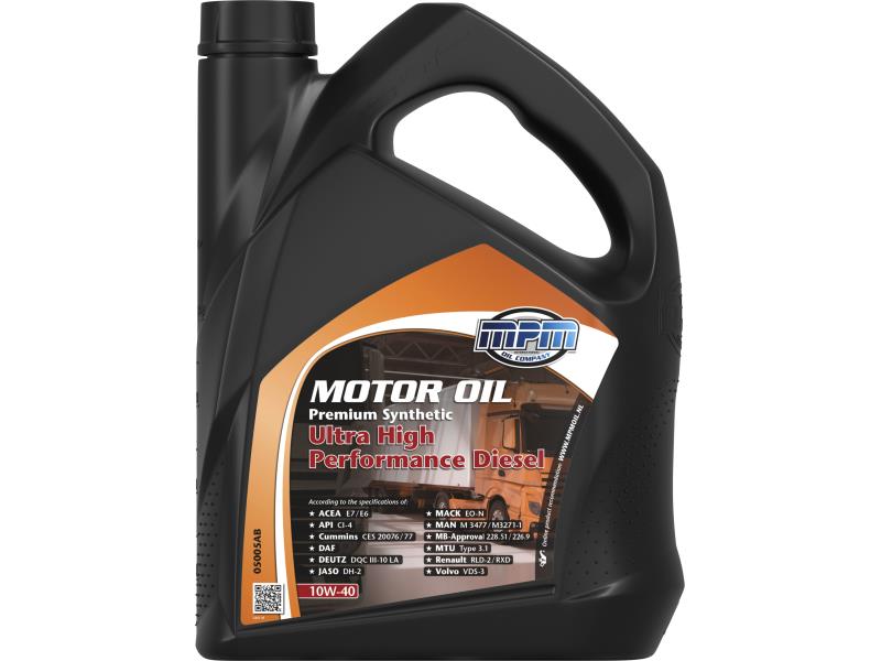 MPM Motorolaj 10W-40 Premium synt. Ultra High Perf. Diesel 5 liter ;Br. kisker egységár: 3 951 Ft/l
