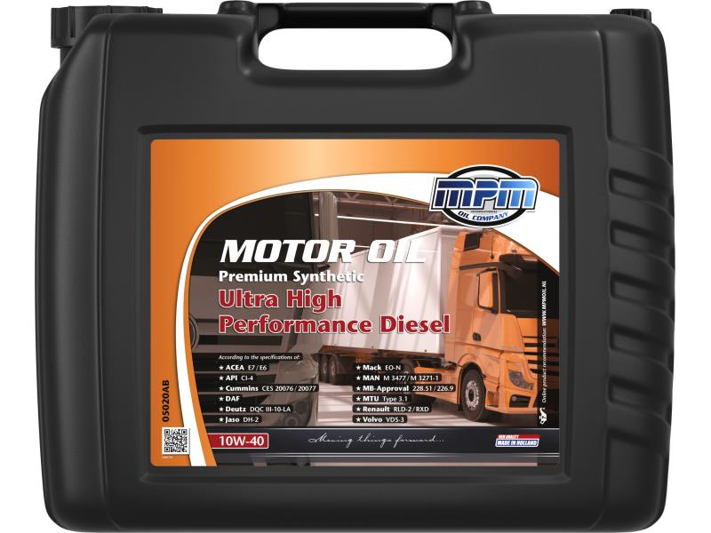 MPM Motorolaj 10W-40 Premium synt. Ultra High Perf. Diesel 20 liter ;Br. kisker egységár: 2 558 Ft/l