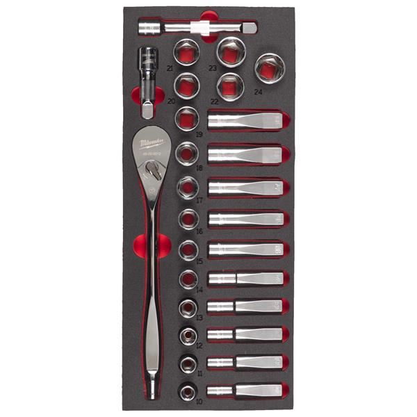 1/2˝ Racsni és dugókulcs készlet habbetétben