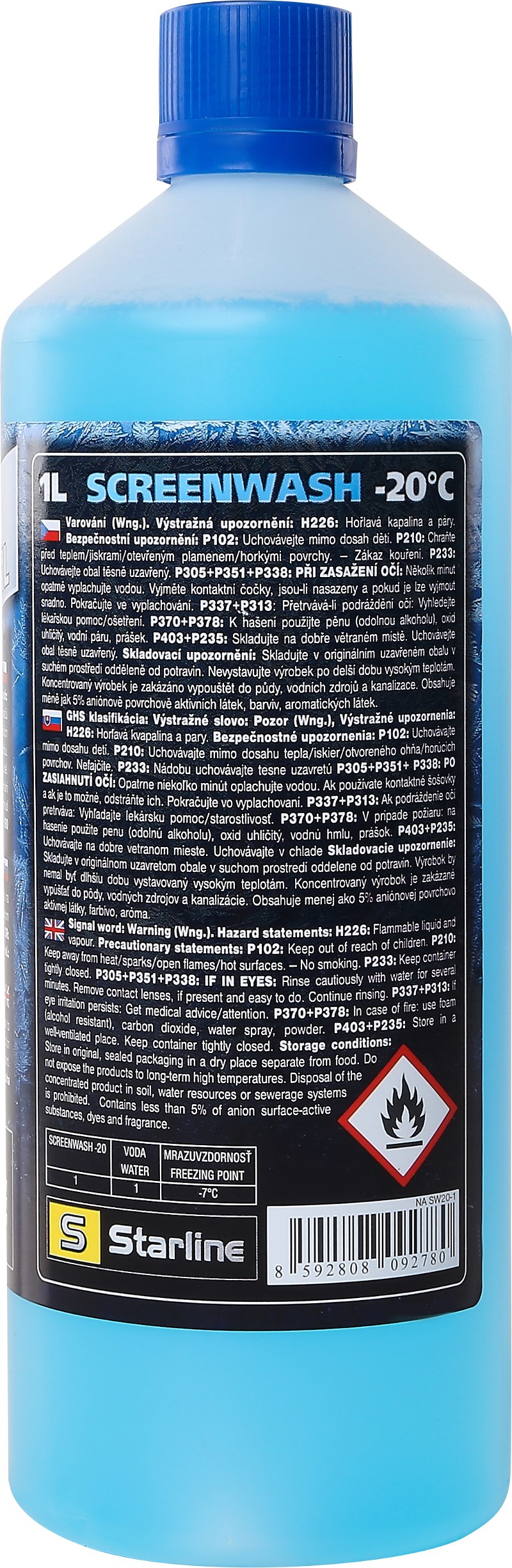 Зимовий склоомивач STARLINE / -20°C / 1л. / Зимовий склоомивач STARLINE SCREENWASH / -20°C /