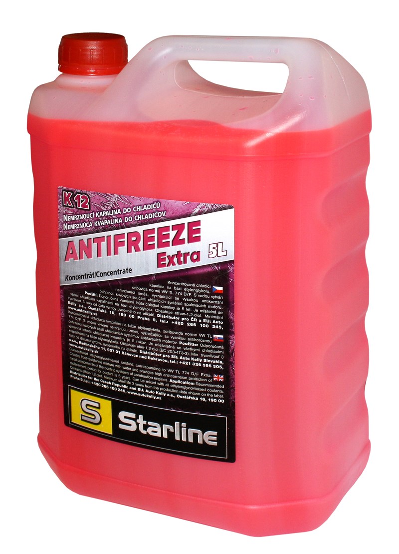 Антифриз STARLINE K12 / G12+ / концентрат / 5л. / етиленгліколь / червоний / ( VW TL774D/F, MB 325.3