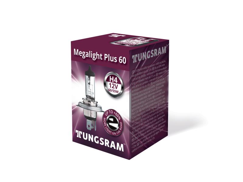 Tungsram izzó H4 Duo box Megalight Plus Akár 50-60%+al több fény az úton A csomag két darab izzót tartalmaz!