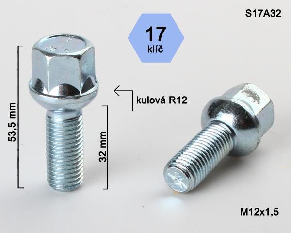 K.csavar - 5db - M12x1,5x32 Gömb