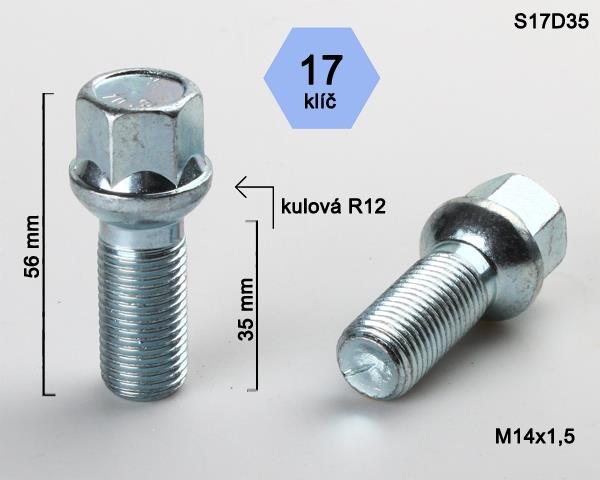 K.csavar - 5db - M14x1,5x35 Gömb