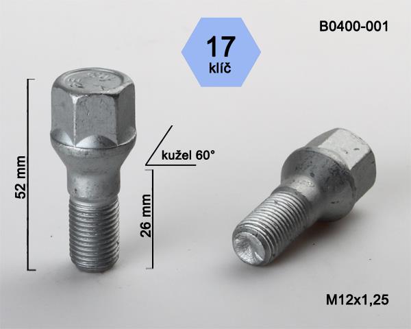 K.csavar - 5db - M12x1,25x26 - Kúp