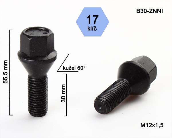 K.csavar - 5db - M12x1,5x30, - Kúp