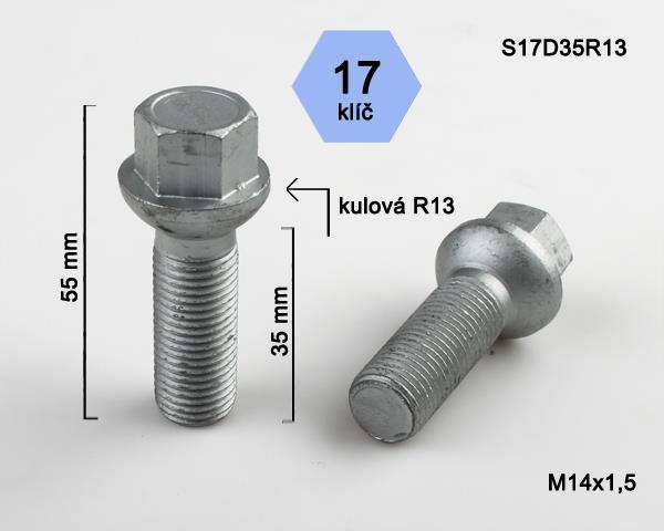 K.csavar - 5db - M14x1,5x35 Gömb