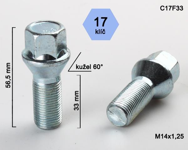 K.csavar - 5db - M14x1,25x33 - Kúp