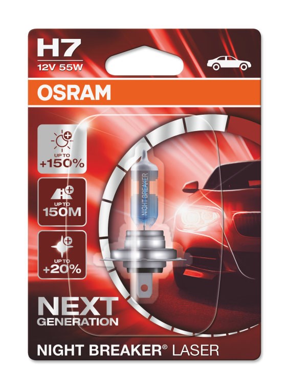 Автомобільна лампа: H7 12V 55W PX26d NIGHT BREAKER® LASER next generation (1 шт) blister
