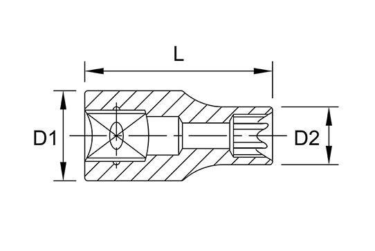 Головка торцева 1/2" E22