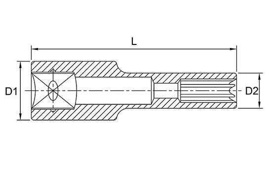 Головка торцева довга 1/2" E14