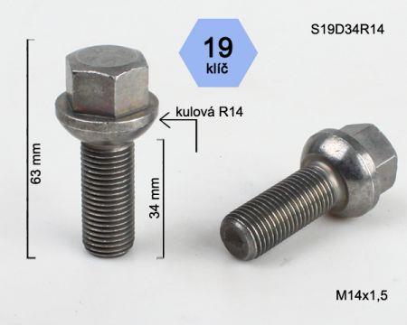 K.csavar - 5db - M14x1,5x34 Gömb