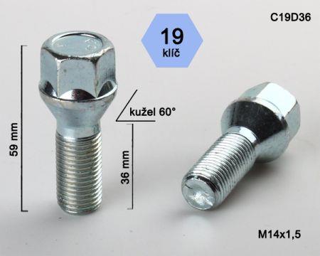 K.csavar - 5db - M14x1,5x36 - Kúp