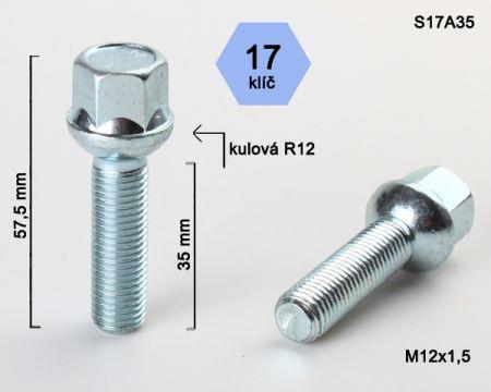 K.csavar - 5db - M12x1,5x35 Gömb