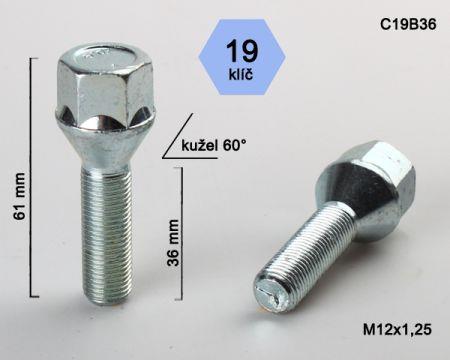 K.csavar - 5db - M12x1,25x36 - Kúp