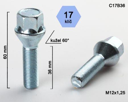 K.csavar - 5db - M12x1,25x36 - Kúp