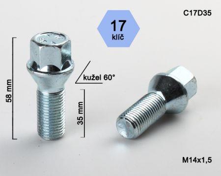 K.csavar - 5db - M14x1,5x35 - Kúp