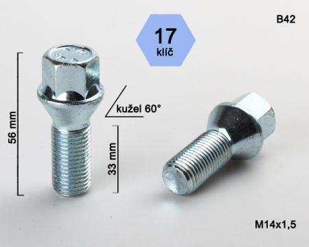 K.csavar - 5db - M14x1,5x33 - Kúp