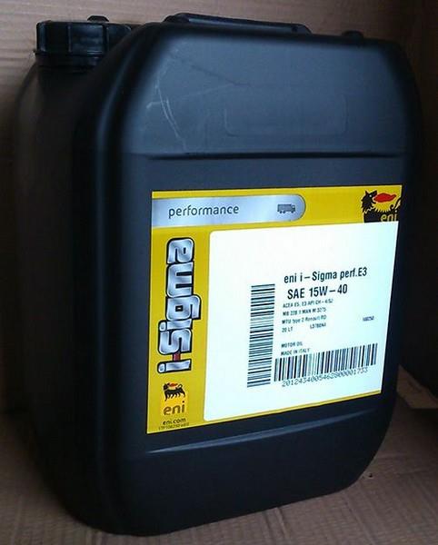 Eni i-Sigma performance E3 15W40 60 liter API CG-4 /SG, ACEA E3,B3, MB 228.3, Deutz DQC II-05, MAN M3275, MTU Type 2, Renault RD, ZF 04C ;Br. kisker egységár: 2 183 Ft/l
