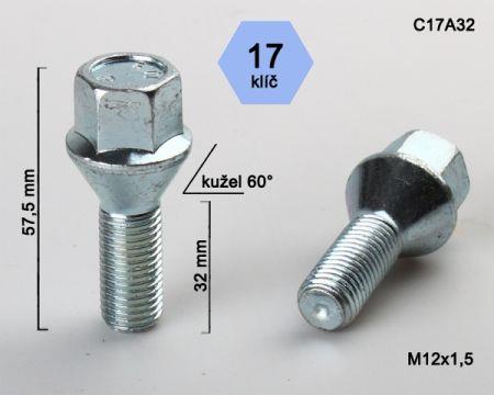 K.csavar - 5db - M12x1,5x32 - Kúp